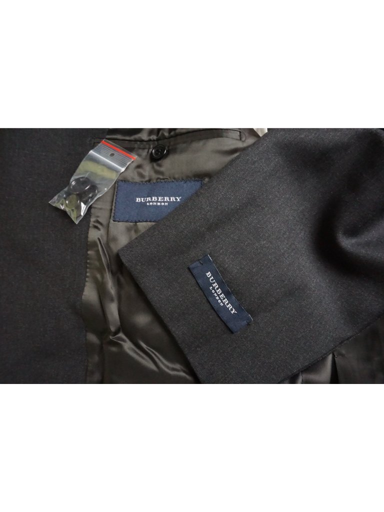 Burberry London Charcoal Gray Wool 2 Pc Suit Jacket Pants Sz 48r Brand New